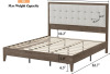 Wade Logan Behka King Solid Wood Platform Bed with Upholstered Tufted Headboard, Ash Gray, New Open Box $499