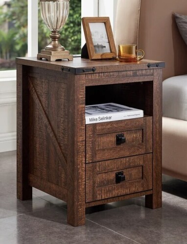 August Grove&reg; Adaija 18" W 2-Drawer Nightstand with Outlets and USB Ports New In Box $299
