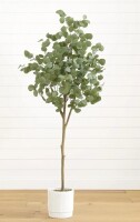 Nearly Natural 6&rsquo; Artificial Eucalyptus Tree with White Decorative Planter New In Box $299