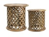 A&B Home Jali Cutting Side Table - Natural Burn - Set of 2 New In Box $399