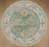 Bungalow Rose Alinda Leopard Print Performance Blue Machine-Washable Area Rug, 5 ft. Round Similar to Picture New $399