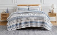 SouthShore Fine Linens King/Cal-King Size 3-Piece Coastal Stripes Collection Reversible Quilt Set $299