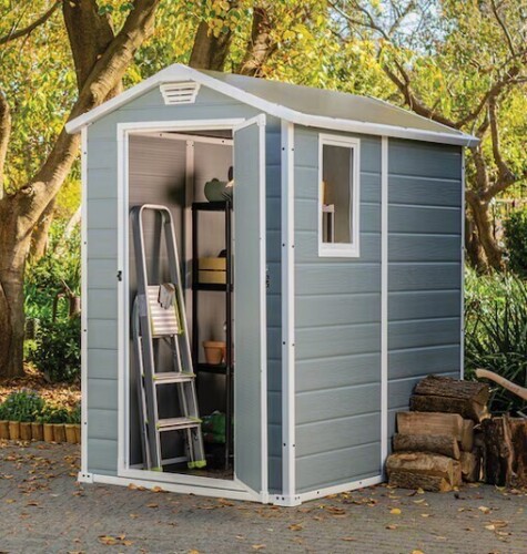 Keter 4-ft x 6-ft Manor Outdoor Gray Gable Roof Plastic Resin Storage Shed New In Box $599