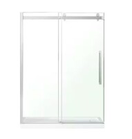 OVE Decors Bel Soft Close 60 in. W Alcove Frameless Sliding Shower Door in Satin Nickel New In Box $799