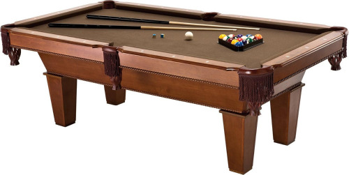 Fat Cat Frisco 7.5 Foot Pool Table, Billiard Table with Accuslate Surface, K66 Bumpers, Oak Finish, Includes Cues and Balls New Shelf Pull $1499