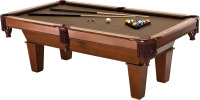Fat Cat Frisco 7.5 Foot Pool Table, Billiard Table with Accuslate Surface, K66 Bumpers, Oak Finish, Includes Cues and Balls New Shelf Pull $1499