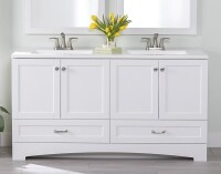Diamond NOW Cassidy 60-in White Double Sink Bathroom Vanity with White Cultured Marble Top (Fully Assembled) New In Box $1999