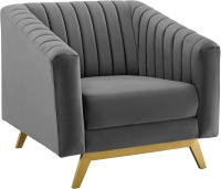 Modway Valiant Vertical Channel Tufted Performance Velvet Armchair, Gray New In Box $499