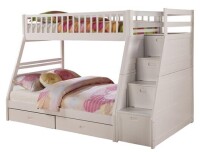 BEKids Solid Wood Twin/Full Staircase Bunk Bed with Storage in White New In Box 2 Boxes Maybe Incomplete $1099
