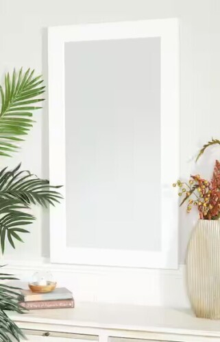 Litton Lane 42 in. x 24 in. Rectangle Framed White Wall Mirror New In Box $399