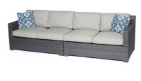Hanover Metropolitan Brown Wicker 4 Seater Sofa with Tan Cushions Similar to Picture New In Box $799