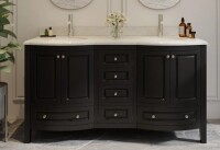Rosdorf Park Mandilyn 60" Fully Assembled Double Sink Bathroom Vanity with Engineered Stone Top, Ceramic Sink, Hand Paint in Black New in Box $2099