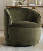 Wade Logan 27" Wide Velvet Small Swivel Barrel Accent Chair in Olive Green New in Box $599
