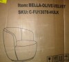 Wade Logan 27" Wide Velvet Small Swivel Barrel Accent Chair in Olive Green New in Box $599 - 2