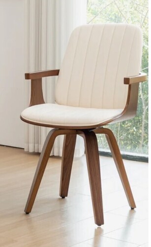 Corrigan Studio Modern Upholstered Leather Swivel Dining Chair in Beige New In Box $399