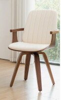 Corrigan Studio Modern Upholstered Leather Swivel Dining Chair in Beige New In Box $399