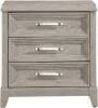 Liberty Furniture Belmar 3 Drawer Nightstand in Washed Taupe and Silver Champagne New In Box $599