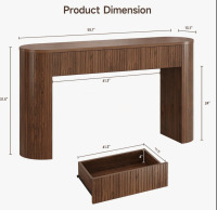 George Oliver Tambour Console Table With Oval Tabletop For Living Room Hallway Foyer Entrance Study in Walnut New in Box $399