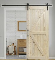 LDB Building Paneled Solid Wood Barn Door with Installation Hardware Kit 42" x 84" New in Box $399