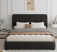 Latitude Run Haden Upholstered Platform Bed Frame with Adjustable Headboard Queen Size in Black New in Box $699