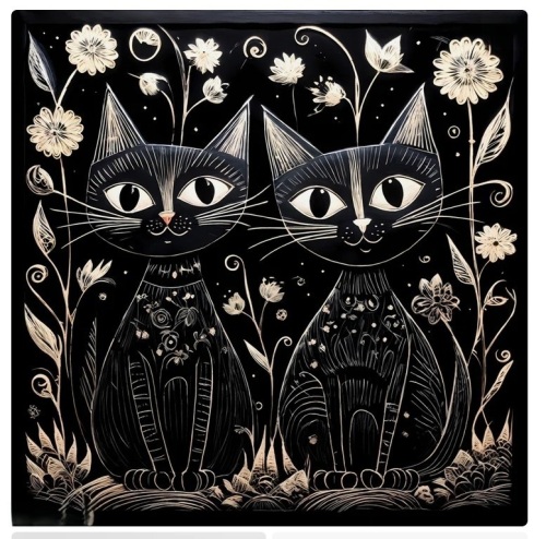 Lark Manor Cats in the Night 54" x 54" New in Box $799