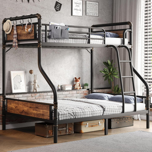 Jocoevol
Metal Bunk Bed Twin Over Full, Industrial Bunkbeds Heavy Duty Bed with 
Safety Guard Rails and Space-Saving Design, Steel Bed for School, 
Bedroom (Vintage Brown) New Open Box $399