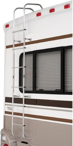 Surco 502L Universal Straight RV/Motorhome Aluminum Exterior Ladder - Compatible with All RVs with Vertical Rear Panel Regardless of Make or Model; Brite Dipped Polished Finish New $699