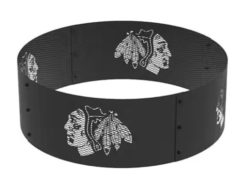 BLUE SKY OUTDOOR LIVING Decorative NHL 36 in. x 12 in. Round Steel Wood Fire Pit Ring - Chicago Blackhawks New In Box $199