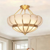 Orren Ellis 20.5" Wide 4-Light Lotus Semi-Flush Mount with White Glass Petal Shades, Copper Frame and Bulbs Included New Shelf Pull $399