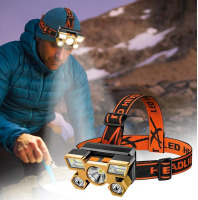 POLIBARA Rechargeable LED Headlamp, High Power Light, Head with 4 Waterproof Modes, Fishing, Bicycle, Camping and Hunting, Running Trail &ndash; Work &ndash; Powerful &ndash; Rechargeable Lithium Battery &ndash; Head Lamp New In Box