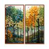 Millwood Pines Orange Green Trees Canopy Patchwork III - Large Trees Canvas Prints, 32"H x 32"W New In Box $299