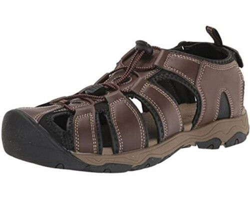 Khombu Pair of Mens Hal Fisherman Sandals Waterproof, Protective Bump Toe Adjustable Fit Mens Summer, Brown, New Size 12