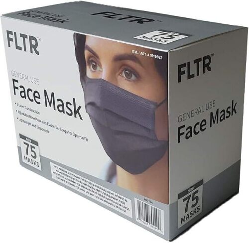 FLTR General Use Face Mask, Black, 75 count New In Box