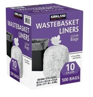 Kirkland Signature 10 Gallon Clear Wastebasket Liner, 500 Count New In Box