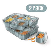 Cook With Color 2-Pack 8-Compartment Snackle Box, Charcuterie and Snack Container, Divided Serving Tray with Lids and Handle, Dishwasher Safe, Blue / iDesigns 4 Piece Kitchen Bin Set for Refrigerator / Assorted New In Box