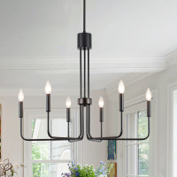 Gracie Oaks Velleda 6 - Light Modern Minimalist Candlestick Island Chandelier Transitional Pendant Light for Kitchen Dining Room $399