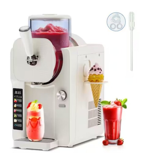 Hooure 68 oz. White Large Capacity Self-Cleaning Snow Cone Machine and Ice Cream Make with 6 Smart Modes, No Ice Required $499