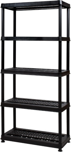 Greenmade Plastic 5 Tier Utility Storage Shelf Unit System for Garages, Sheds, Basements, or Greenhouses, Max 150 Pounds per Shelf, Black $199