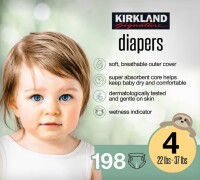 Kirkland Signature Baby Diapers Size 4, 198 Count New In Box
