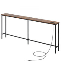 17 Stories Narrow Console Table, 70.9" Behind Couch Shelf with Power Outlets, 1-Tier Long Entryway Shelf, Narrow Sofa Table with Metal Frame and Charge Station, for Entryway, Hallway, Living Room New In Box $199