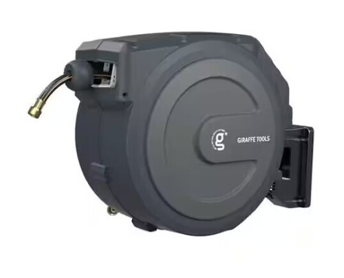 Giraffe Tools Garden Retractable Hose Reel-1/2 in.-78 ft. Wall Mounted, Dark Grey, Metal Bracket $299