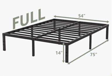 Alwyn Home Turberville 14'' Black Metal Platform Bed Frame With 11-leg-support, No Box Spring Needed, Full Size New In Box $299