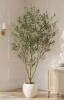 Ebern Designs 8 ft. Artificial Olive Tree with Large White Planter New In Box $299
