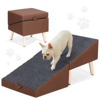 George Oliver 16.9 in Dog Ramp For Small Dogs And Cats, Foldable 2-In-1 Wooden Pet Steps For Puppy, Wooden Pet Ramp With Non-Slip Surface, Portable Step Stool Design New In Box $299