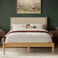 Wade Logan Besan Solid Wood Boucle Upholstered Headboard Bed Frame Cream King Size New in Box $1199