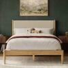 Wade Logan Besan Solid Wood Boucle Upholstered Headboard Bed Frame Cream King Size New in Box $1199