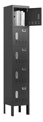 KAER Metal Locker with 5 Doors 66&ldquo; Storage Locker for Employees andstudent with Card Slot Lockable Steel Locker for School Gym Home Office Staff New in Box $299