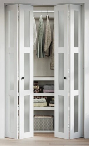 Smartstandard 3-Lite 78" Frosted Glass Double Bi-Fold Doors for 80" Door Opening Height with Installation Hardware Kit 32" x 78" New in box $599