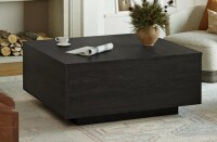 Ebern Designs 32" W Lift-Top Manufactured Wood Square Coffee Table with Block Base and Storage in Black New in Box $399