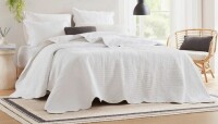 Madison Park Tuscany White Reversible Scalloped Edge 3-Piece King Quilt Set New $299